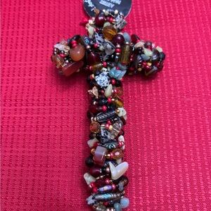 Artistic Decorative Hand Beaded Cross Crucifix  by Pam Firra